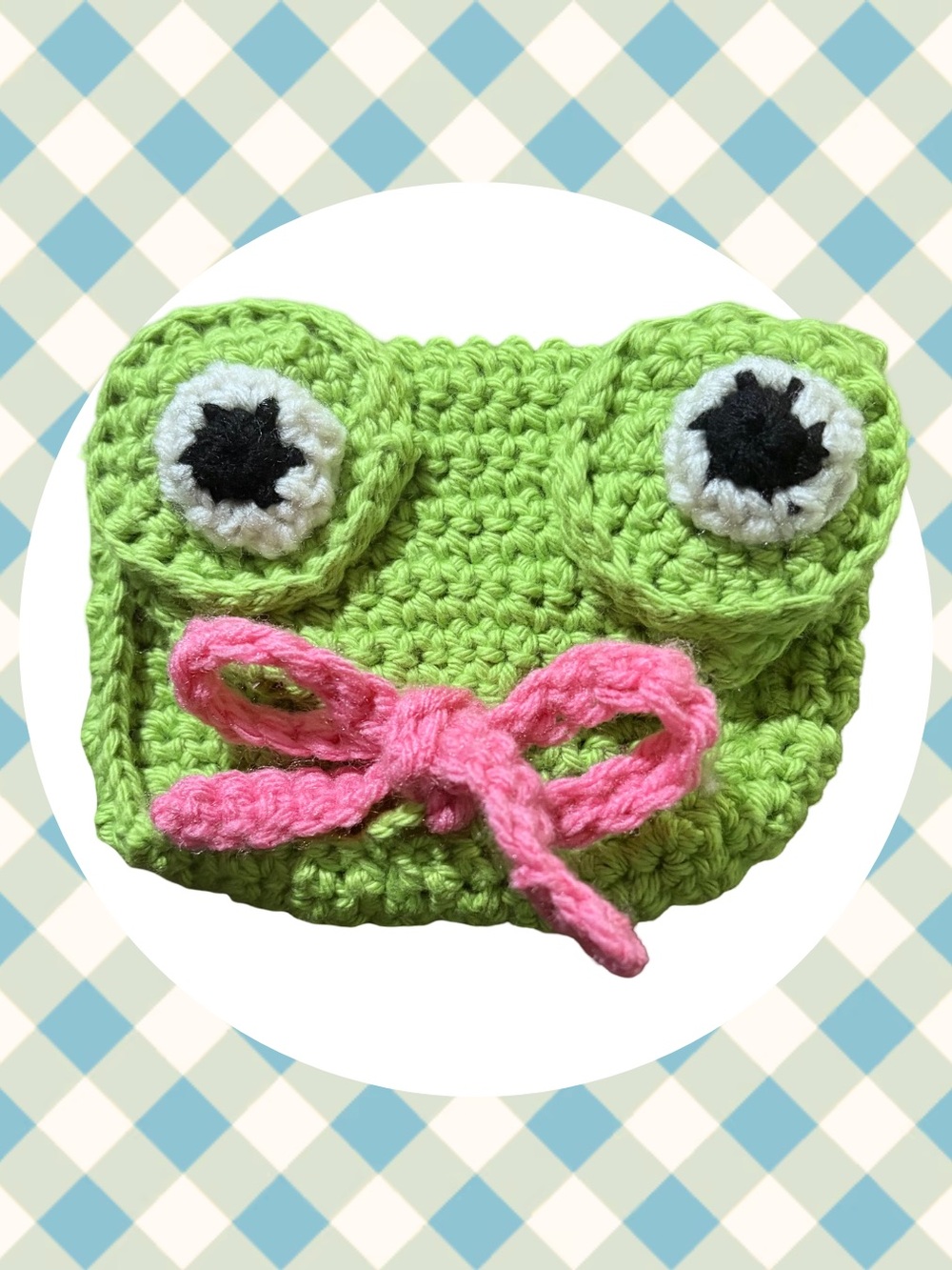 Handmade Crochet Tonguetied Froggy Wallet